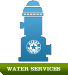 Water services text with a pump icon